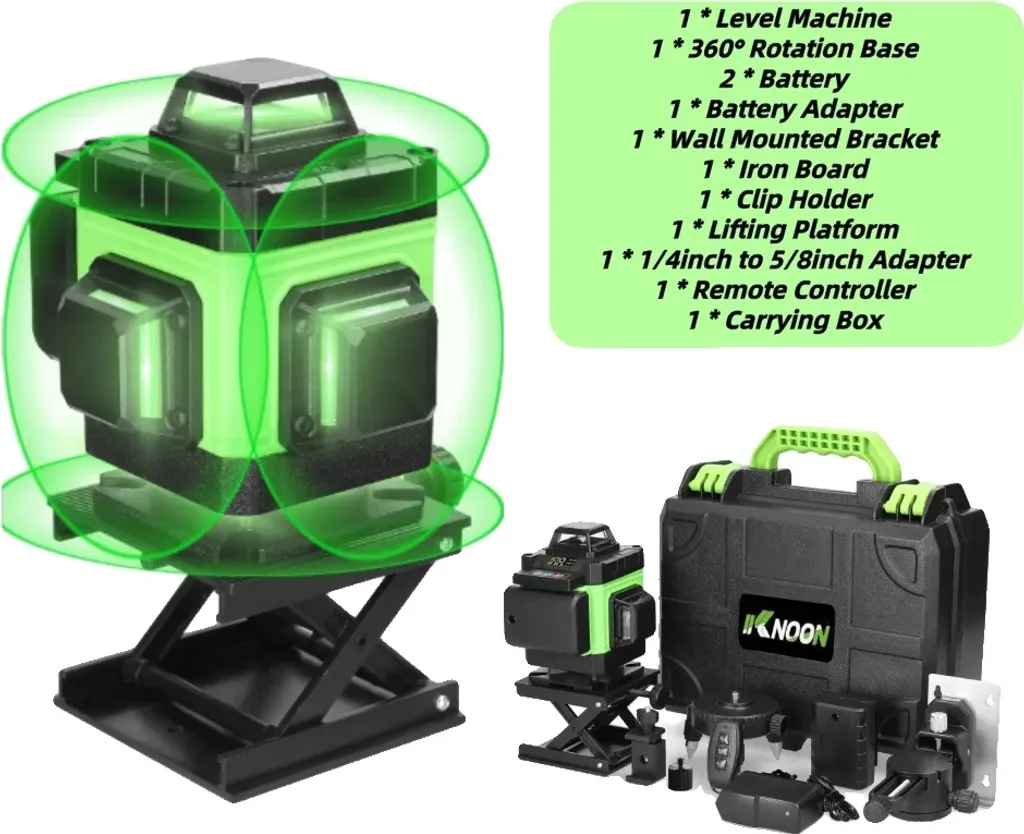 Niveau Laser 4D 16 Lignes Automatique Vert - Faisceau 360 Haute Clarté