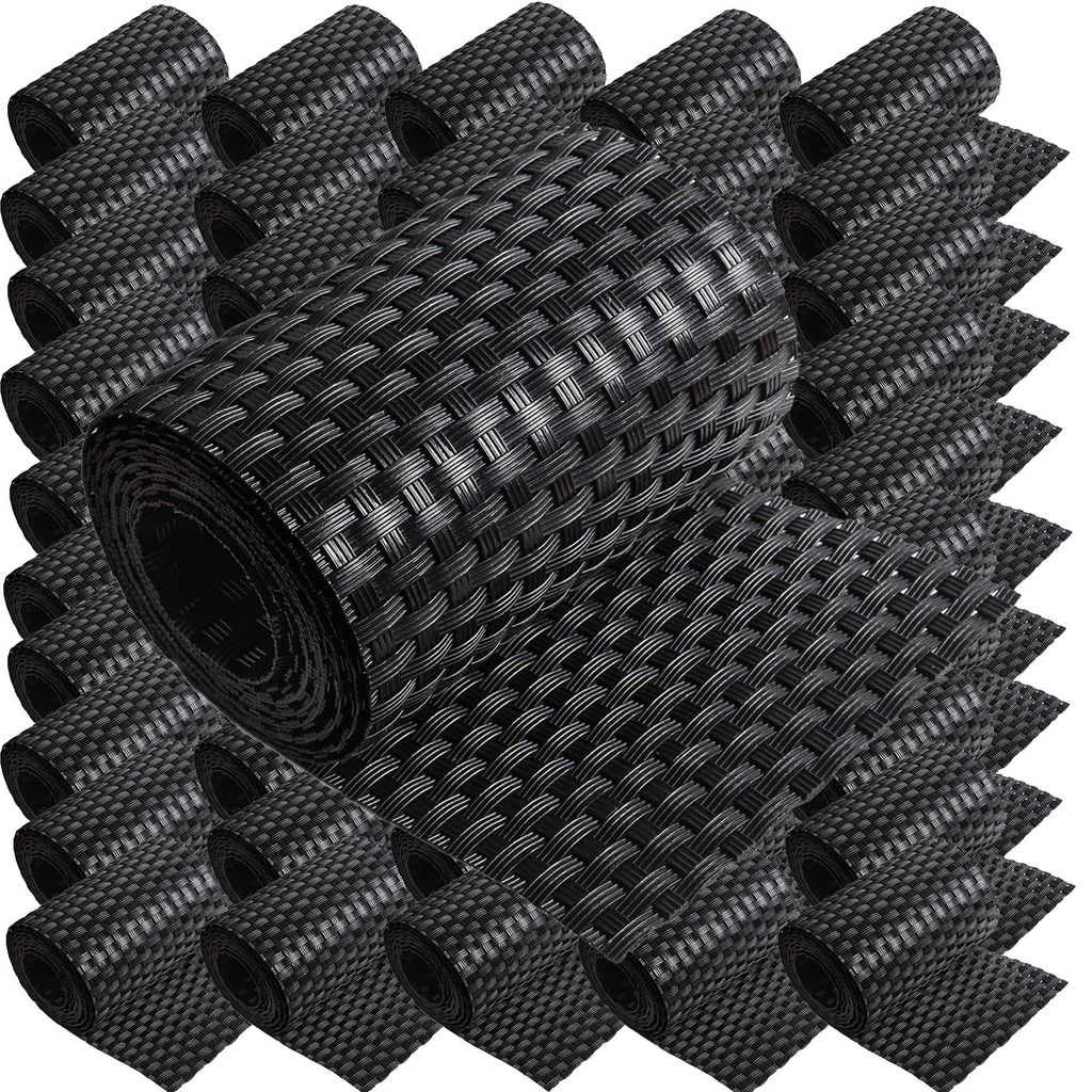 ECI Poly-Rattan Sichtschutzstreifen für Doppelstabzaun 19 | 255cm Schwarz RD04 50 Rollen