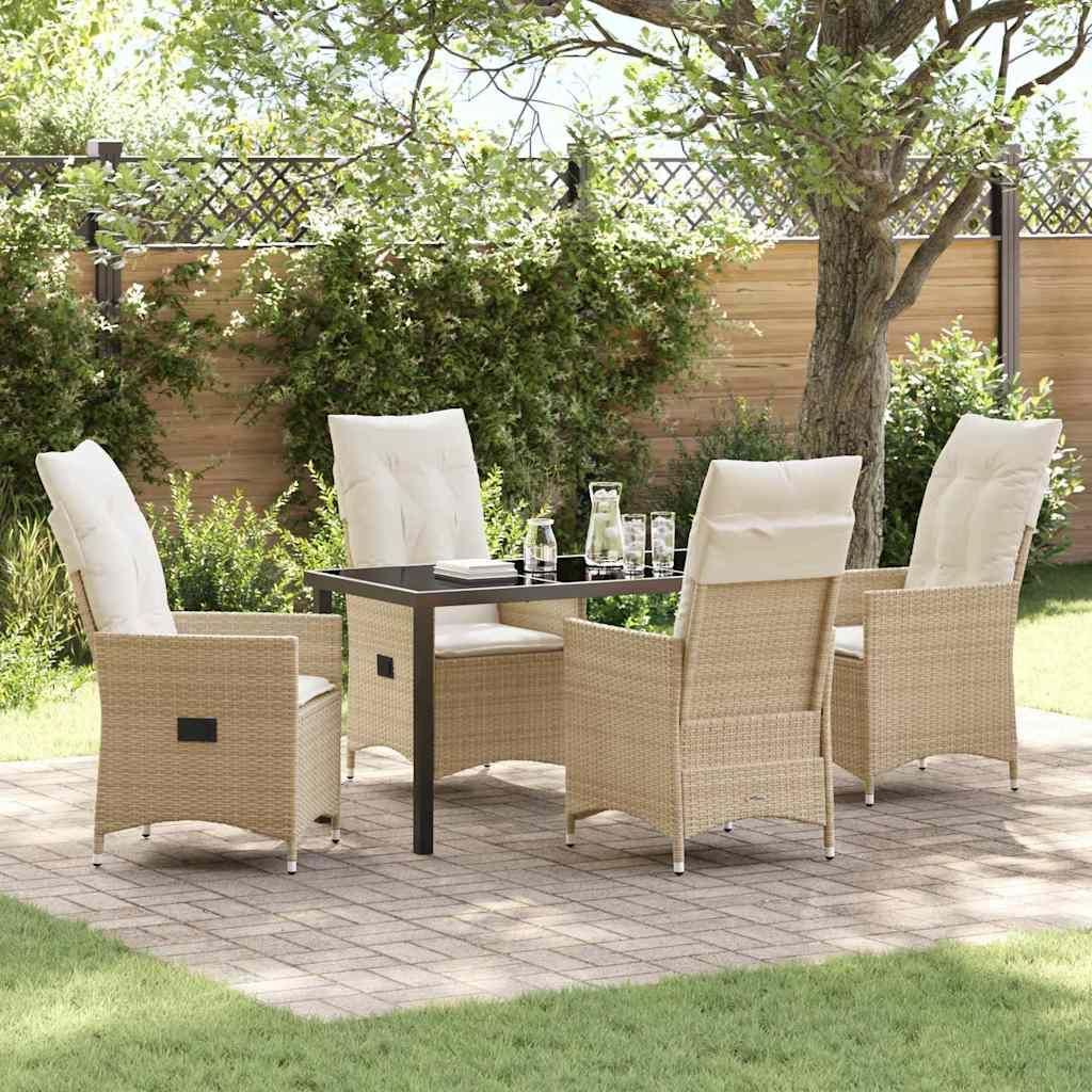 "Rabatt" Garten Essgruppe - Gartenmöbelset - Loungegruppe - mit Kissen - 5 pcs - Beige Poly-Rattan - Lounge-Dining set CC13547