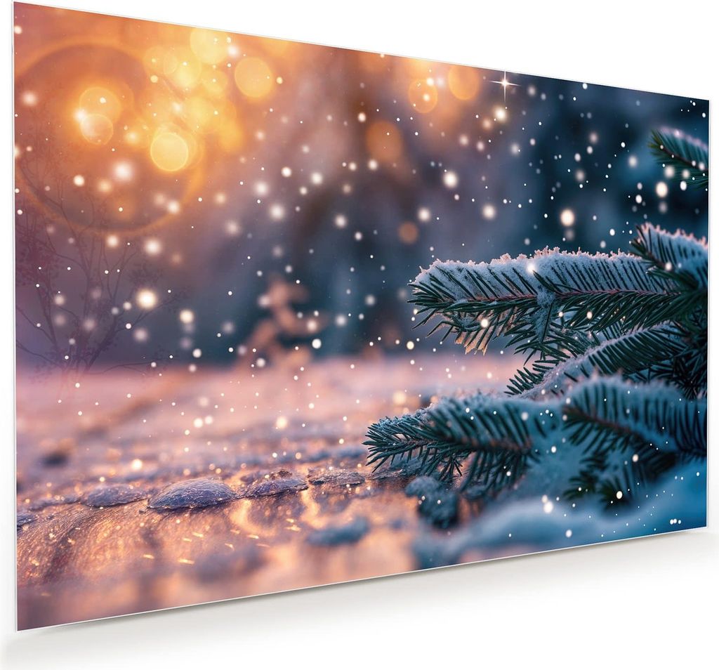 Glasbild 75x50cm in XXL für Wohnzimmer, Schlafzimmer Motiv Winterzauber