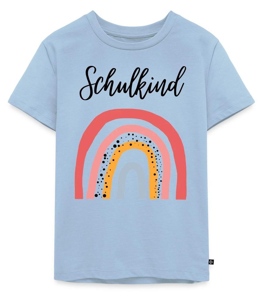 Spreadshirt Einschulung Schulkind Regenbogen Geschenkidee Kinder Premium T-Shirt, 122/128 (6 Jahre), Hellblau