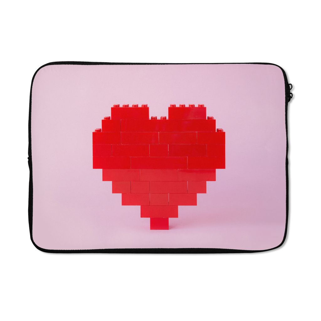 MuchoWow Laptop Hülle 13 Zoll Herz - Bausteine - Rot Laptoptasche - Laptophülle - Sleeve - Rundumschutz