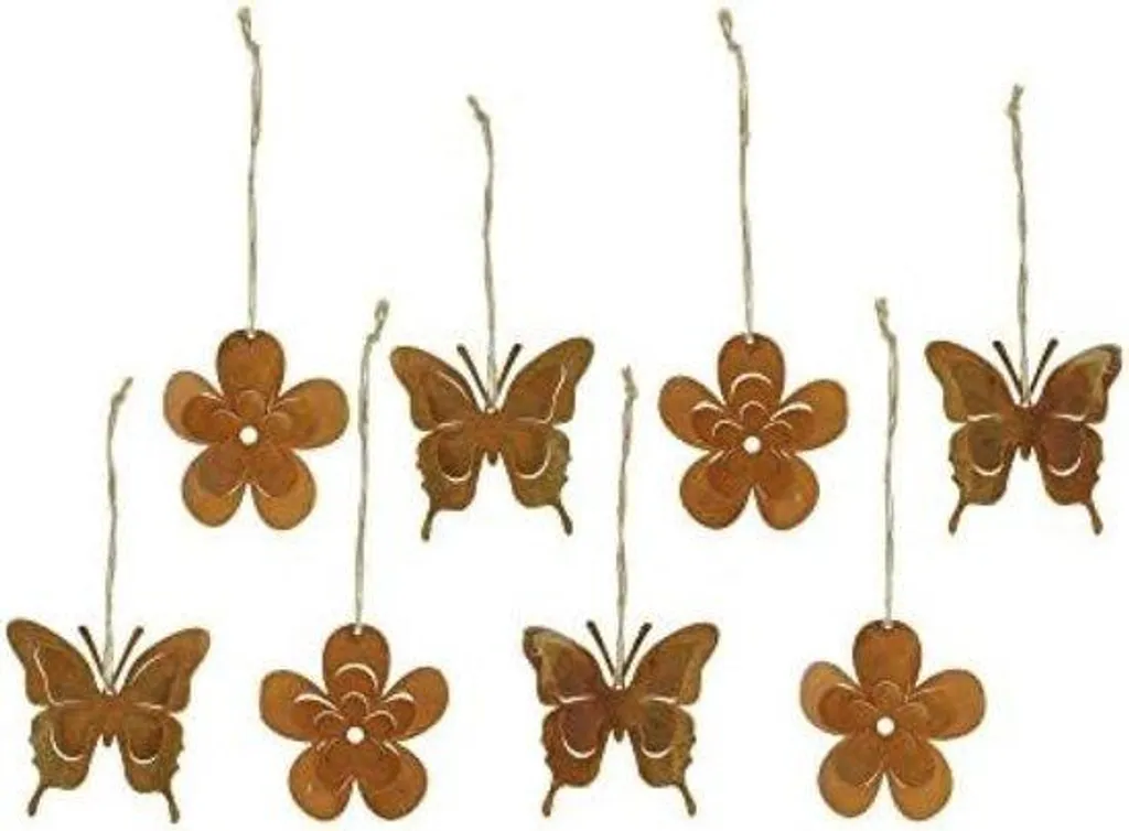 Décoration murale facile : lot de 8 fleurs et papillons rouges 3D