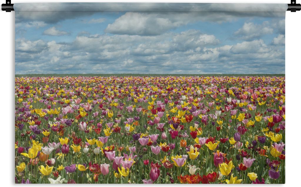 MuchoWow Wandteppich Wandbehang Tulpen - Farben - Wolken 90x60 cm Tapisserie Dekoration Wandtuch - Wandskulpturen - Bildteppich