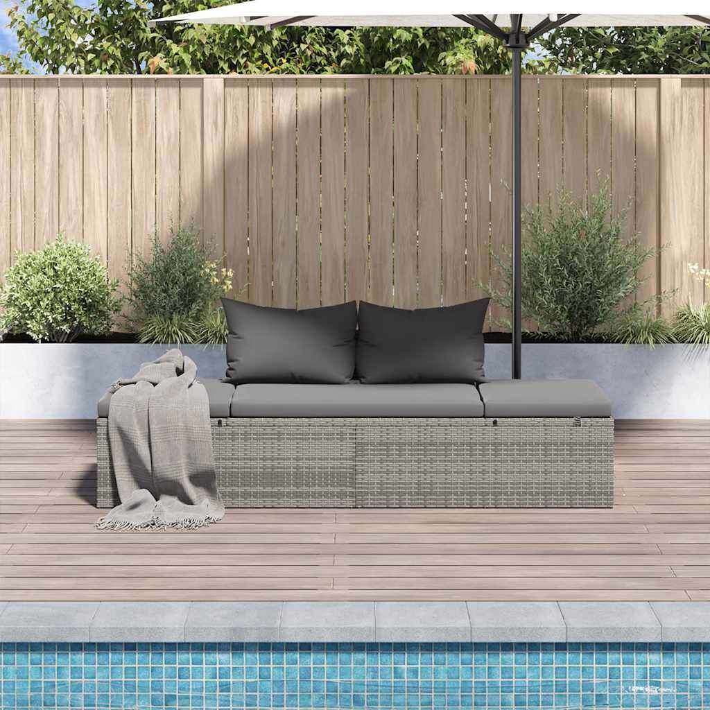 vidaXL Gartenbett Grau 195×60 cm Poly Rattan Produktbild 2