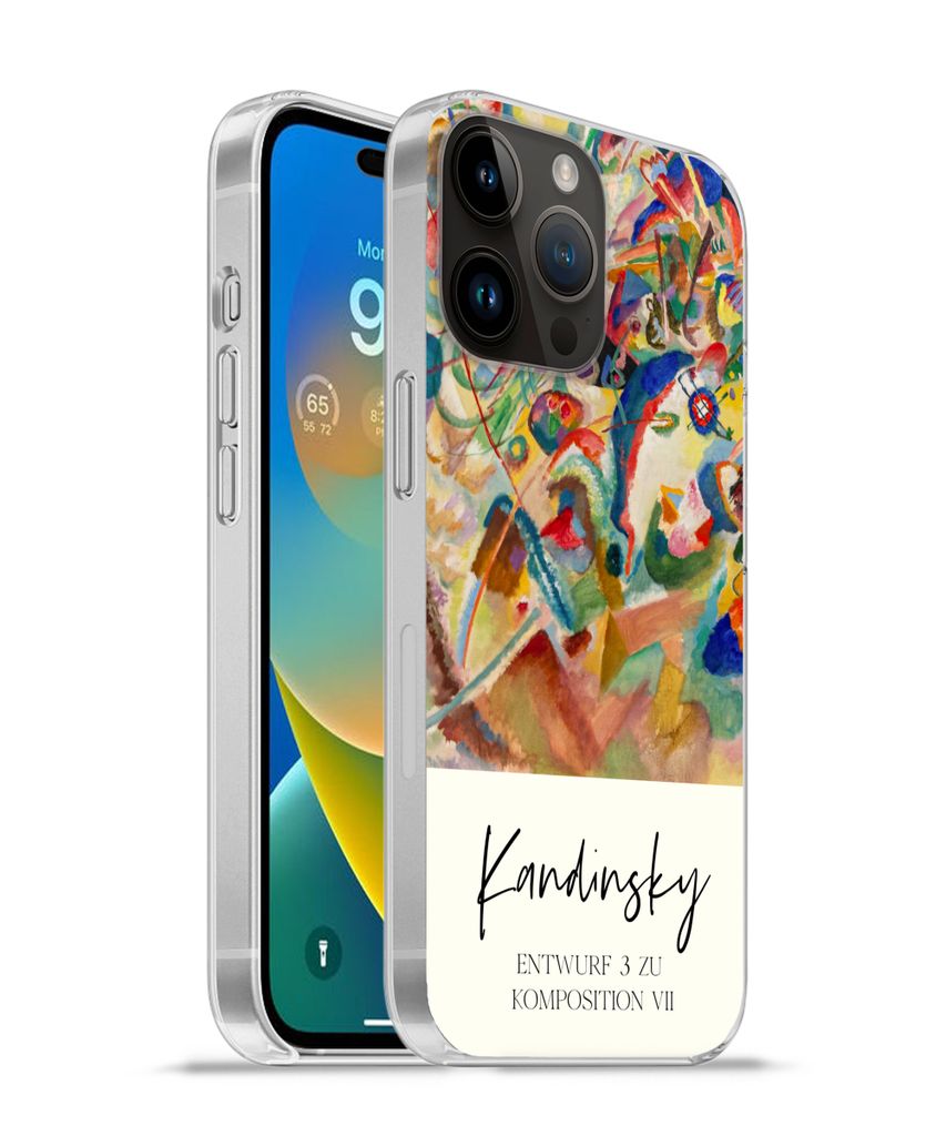 MuchoWow Handyhülle Schutzhülle Hülle für Apple iPhone 14 Pro Max Entwurf 3 zu komposition VII - Kandinsky - Alte Meister Silikon Softcase Ha...
