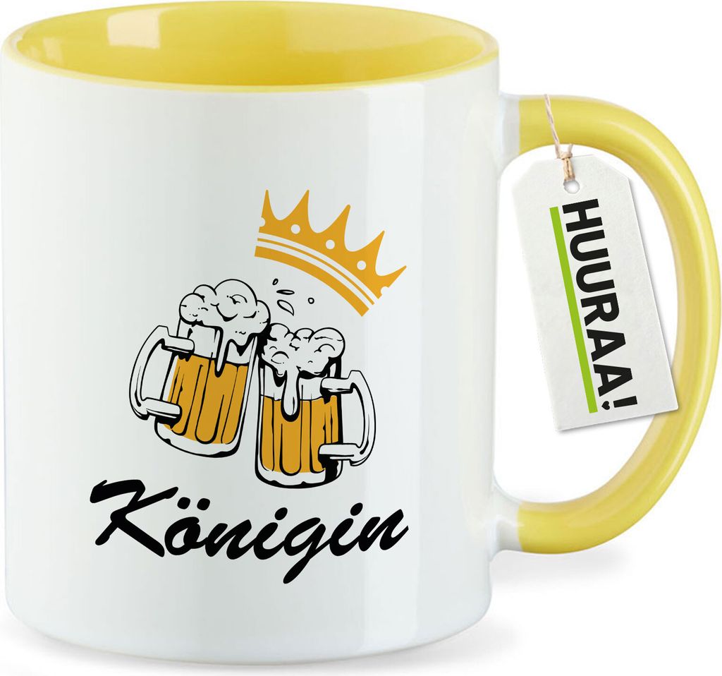 Huuraa Kaffeetasse Königin Schützenfest 330ml Gelb Keramik Kaffeebecher Geschenkidee