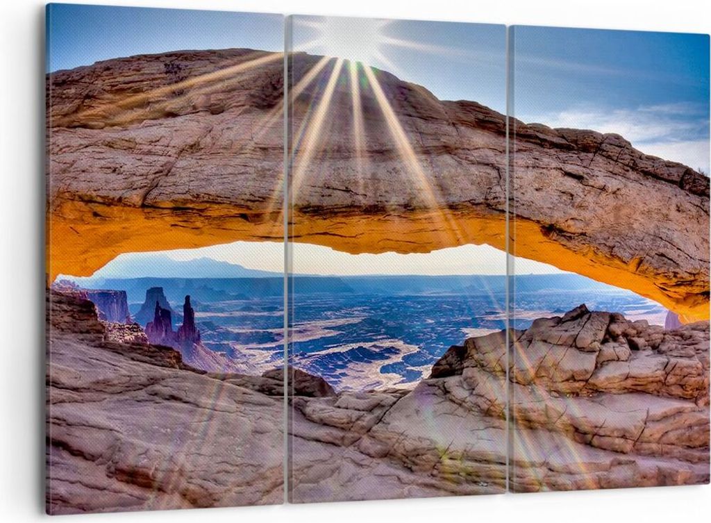 Bild auf Leinwand - Leinwandbild - Felsen Ansicht Landschaft - 105x70cm - Wand Bild - Wanddeko - Leinwanddruck - Bilder - Kunstdruck - Wanddekorati...