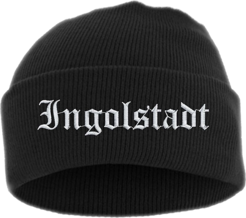 Ingolstadt Umschlagmütze - Altdeutsch - Bestickt - Mütze mit breitem Umschlag Einheitsgröße Schwarz