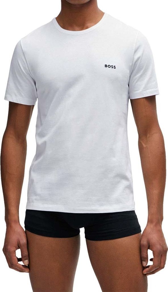 Bavlněné tričko BOSS TShirtRN 3P Classic 3-pack, barva šedá