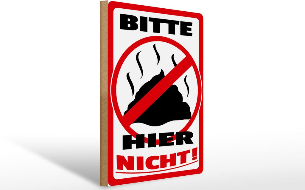Holzschild Bitte hier nicht Kot Tiere Hund, 40 x 30 cm, Holzschilder Tiere Achtung