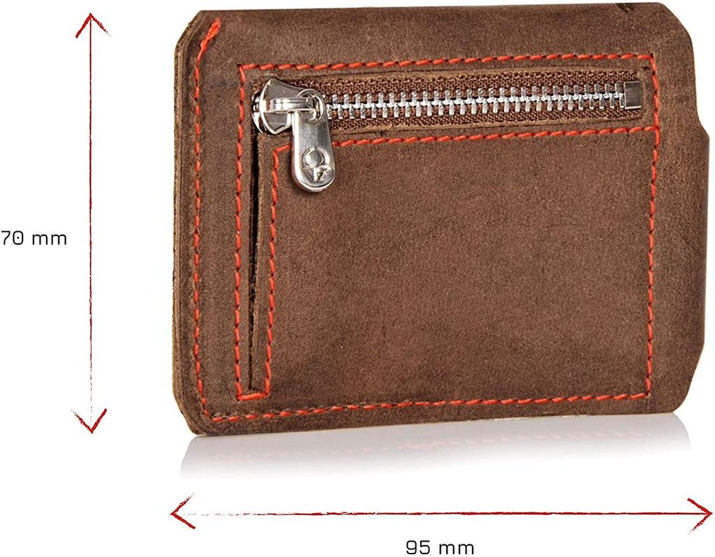 DONBOLSO Portafoglio Mini Bern - Portafoglio Slim In Vera Pelle, Con Tasca Portamonete E Spazio Per 8 Carte, Design Tedesco - Foto 4