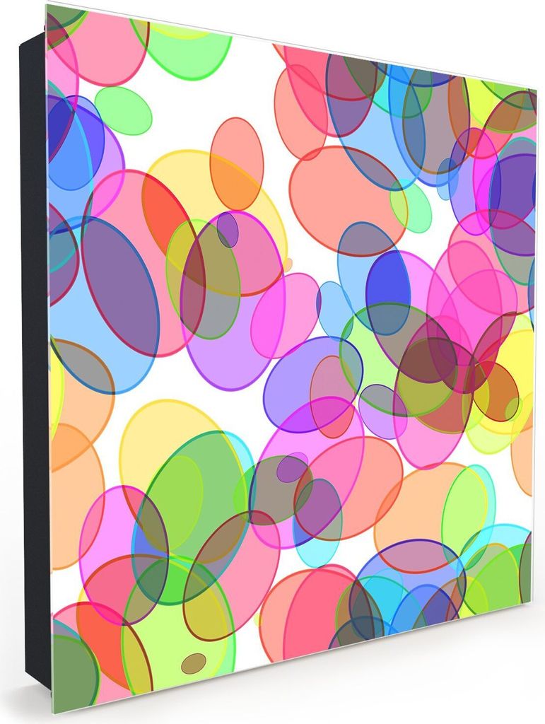 Nachbildung-Schlüsselkasten, Magnetpinnwand und Memoboard mit Glasfront Motiv Bunte Kreise