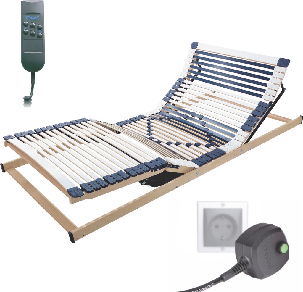 Elektrischer Lattenrost 90x200 cm - 44 Leisten, 7 Zonen, Notabsenkung, Höchster Komfort