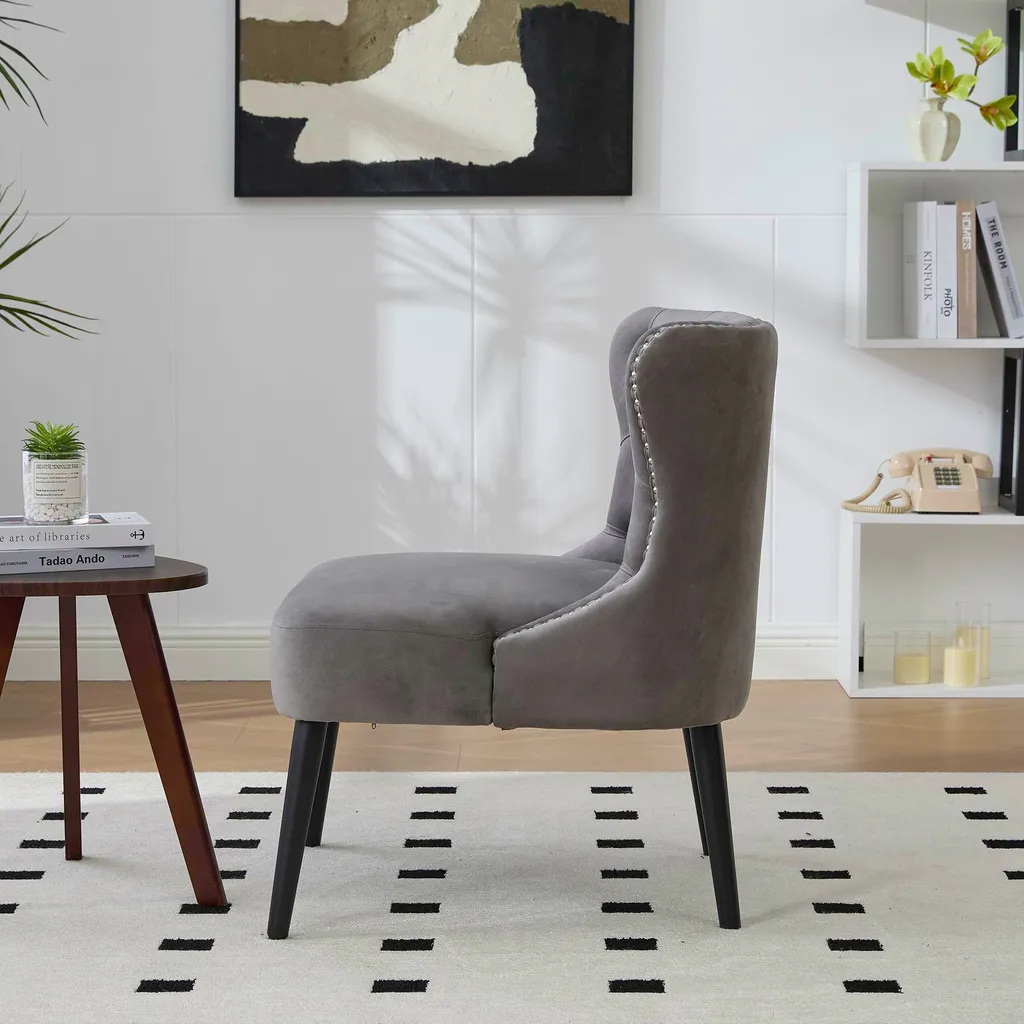 Siège d'Appoint Velours sans Bras pour Coin Lecture et Salon Moderne - 11