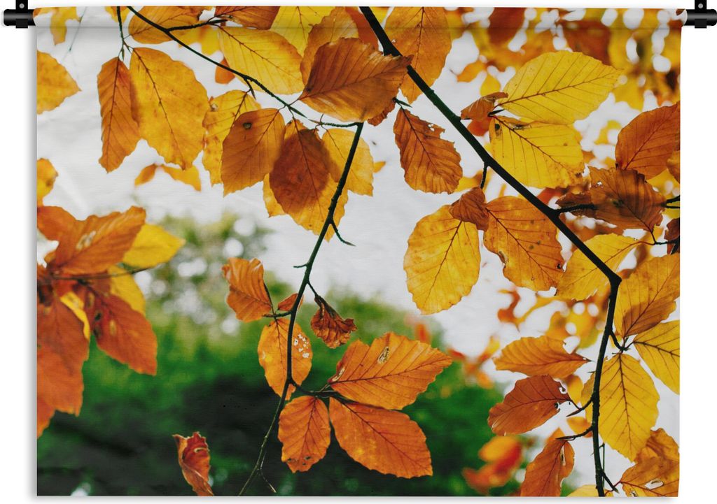 MuchoWow Wandteppich Wandbehang Herbstblätter - Baum - Rustikal 120x90 cm Tapisserie Dekoration Wandtuch - Wohnen - Aufhänger für die Wand