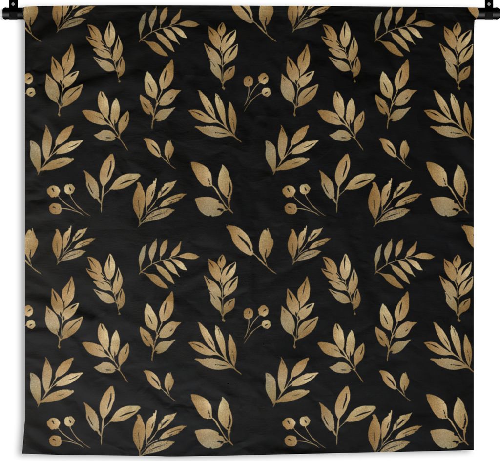 MuchoWow Wandteppich Wandbehang Gold - Pflanzen - Zweige 150x150 cm Tapisserie Dekoration Wandtuch - Wohnaccessoires - Modernes