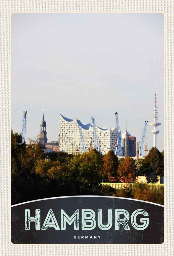 vianmo Holzschild 30x20 cm Hamburg Stadt Deutschland Hafen Natur Bildmotiv Reisemotiv Abenteuer Reisen