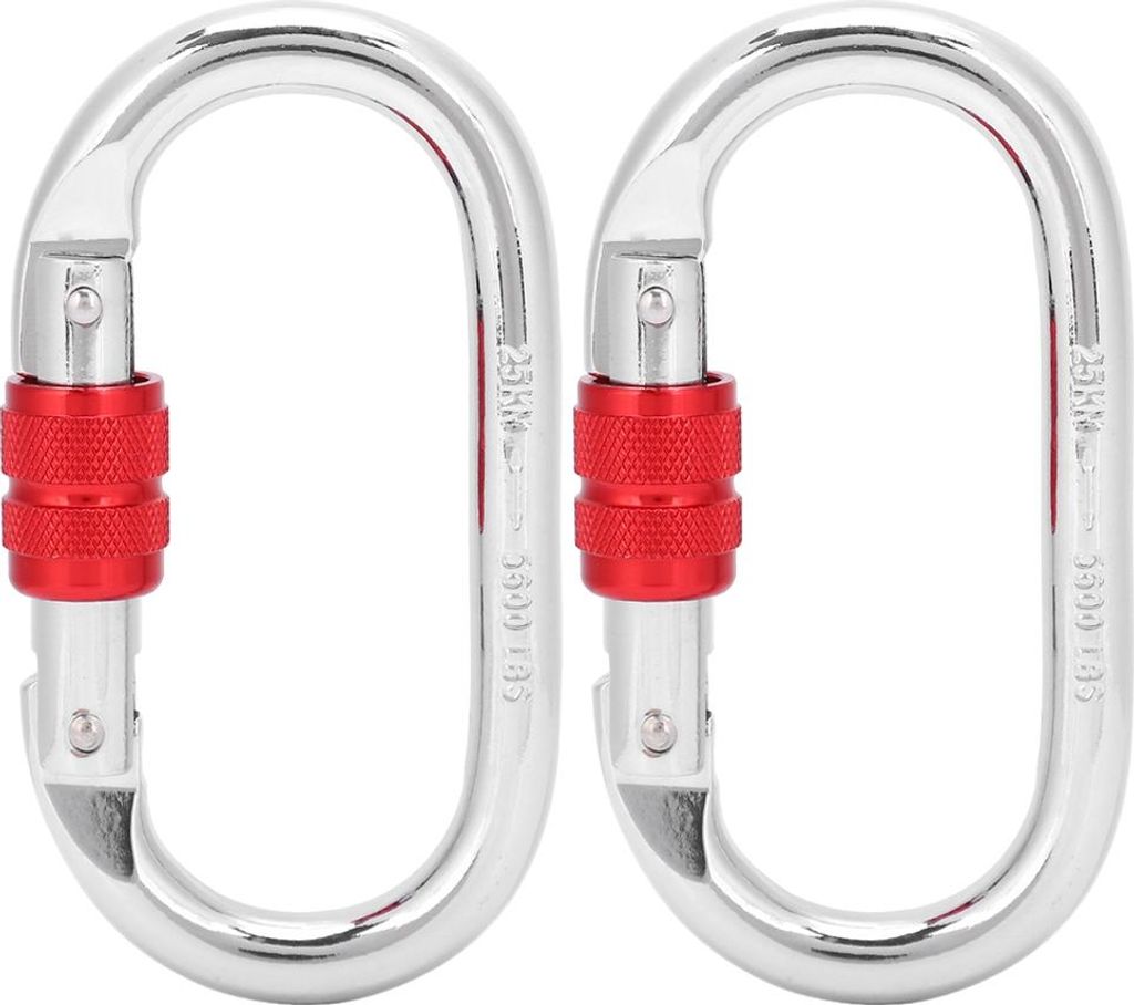 2PCS 25KN Verchromung Bergsteigen O Sicherheitshaken Outdoor Felsklettern Karabiner Schnalle
