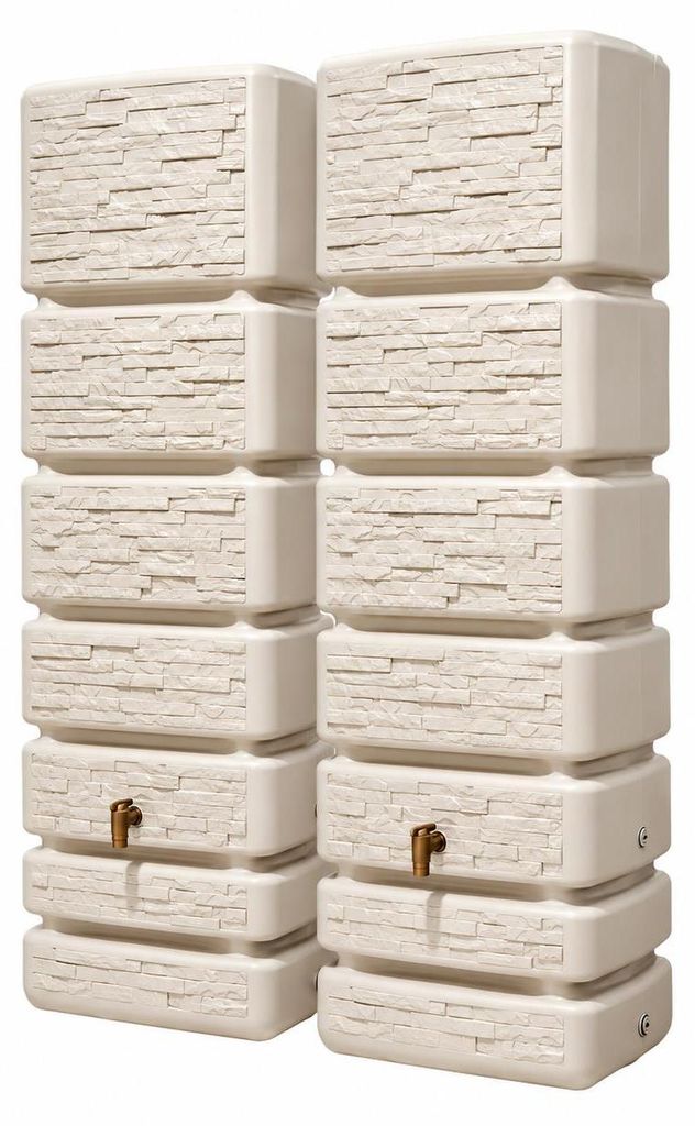 2x 350L GRAF SLIM Stone Decor Set sandbeige 1840x600x390cm Immagine del prodotto 
