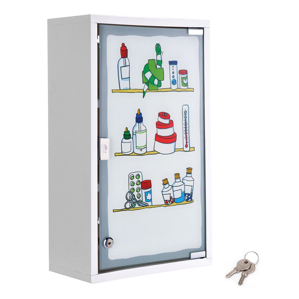 Metall Medizinschrank 50 x 30 cm abschließbar mit Glastür