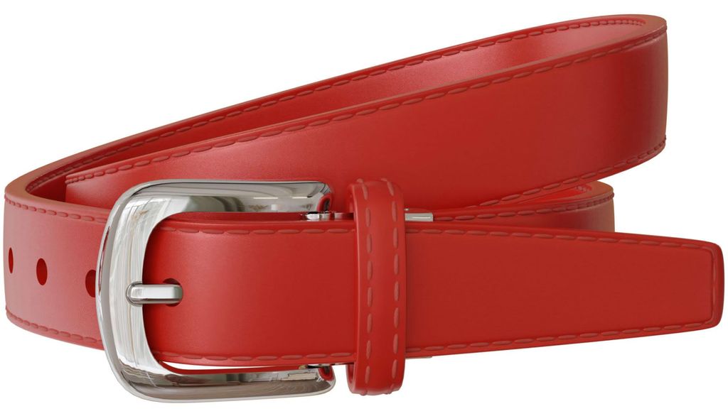 Damen Spalt Leder Gürtel 30mm Sommer Farben Silberne Schließe 30696 Rot 115