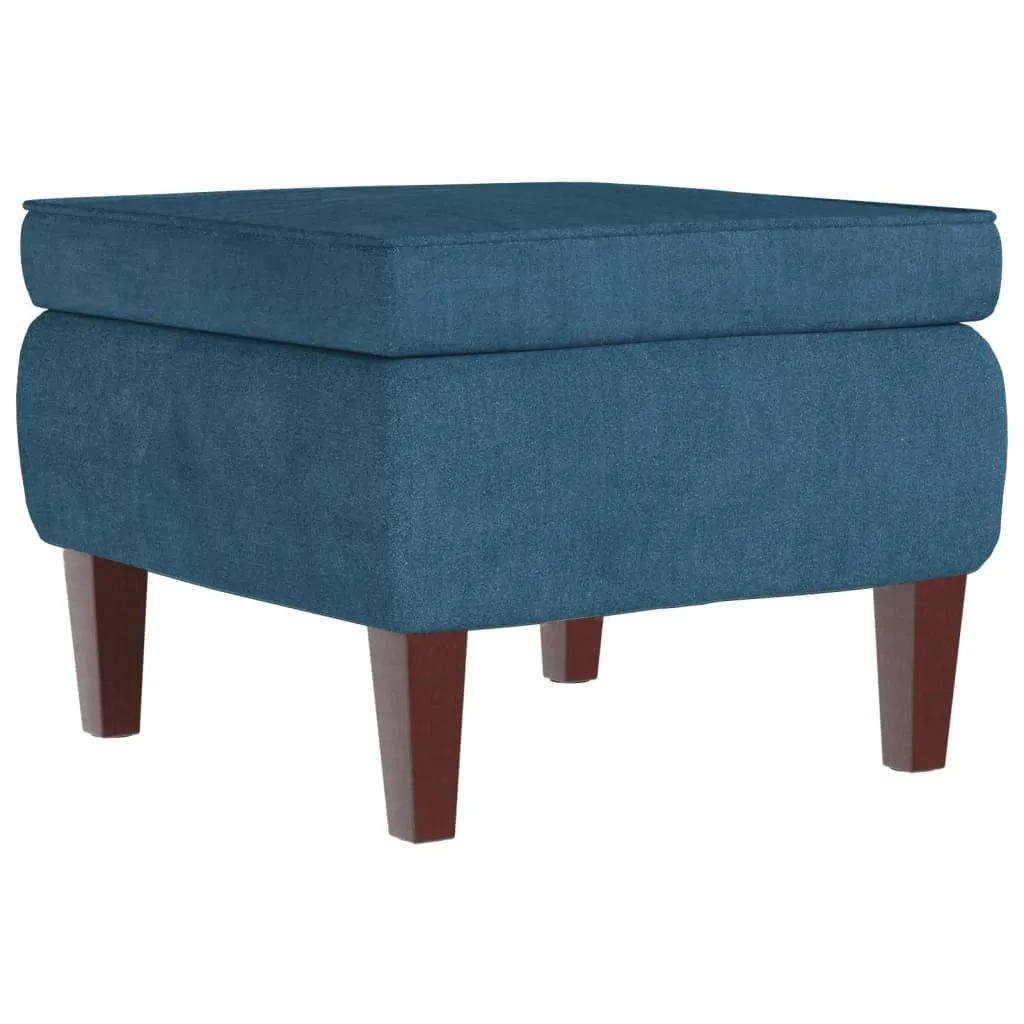 SYFAX Poggiapiedi Velluto Blu e Gambe Legno - Comfort Design Italiano