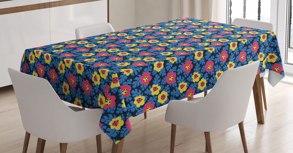 ABAKUHAUS Blumen Tischdecke, Hand Drawn Simplistic Blume, FÃ1/4r den Inn und Outdoor Bereich geeignet Waschbar Druck Klar Kein Verblassen, 140 x 1...