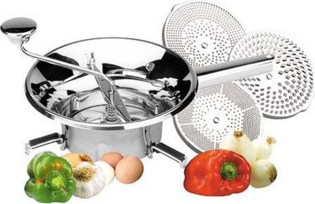 Lacor Edelstahl Passiermühle - Küchensieb mit 3 Einsätzen Ø 24 cm - Für Suppen, Saucen und Pürees