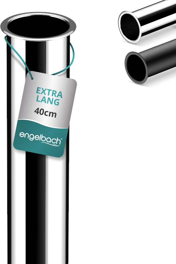 Engelbach Universal Tauchrohr für Siphon 400mm 1 1/4 Zoll x 32mm, Chrom