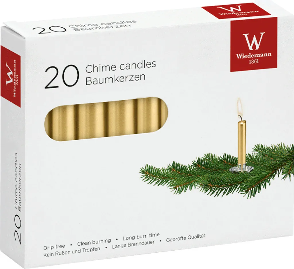 Décoration de Noël : 20 bougies dorées Wiedemann pour sapin traditionnel