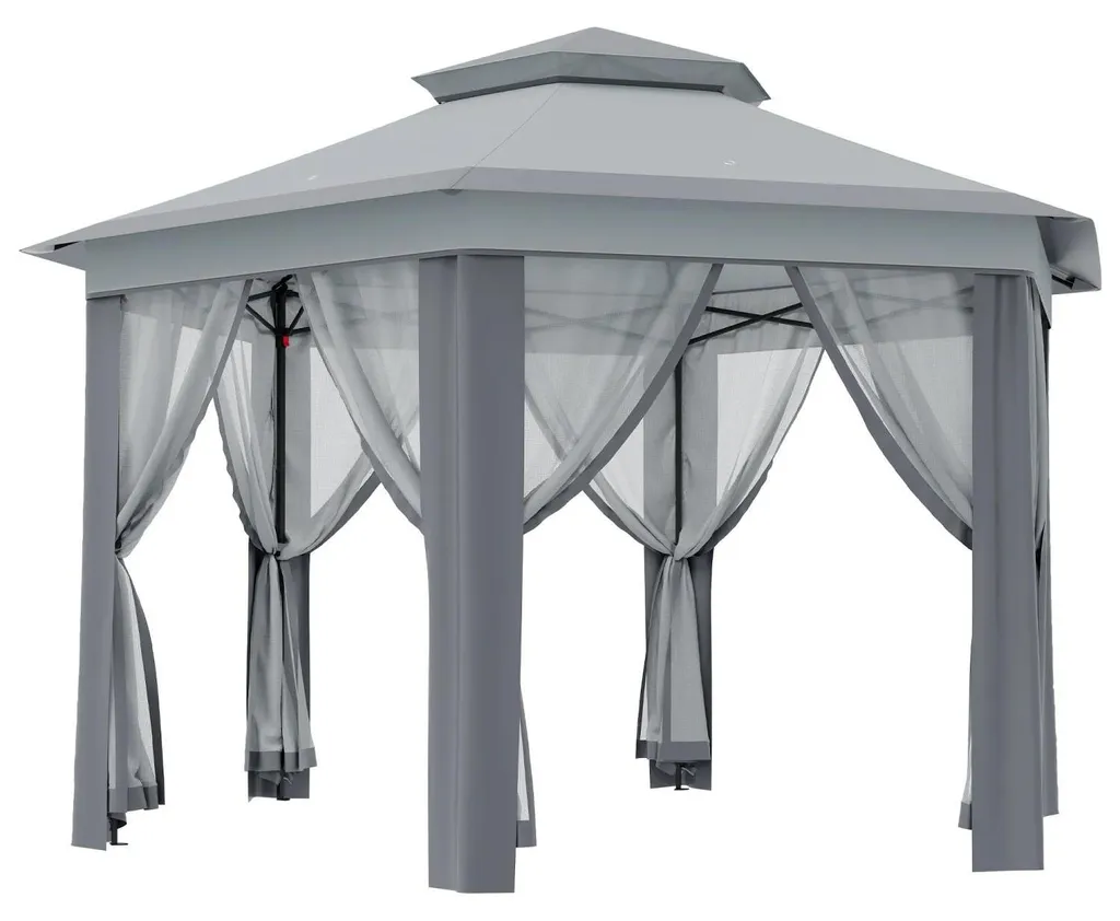 Barnum de jardin 2x2m moustiquaire intégrée et hauteur réglable en acier