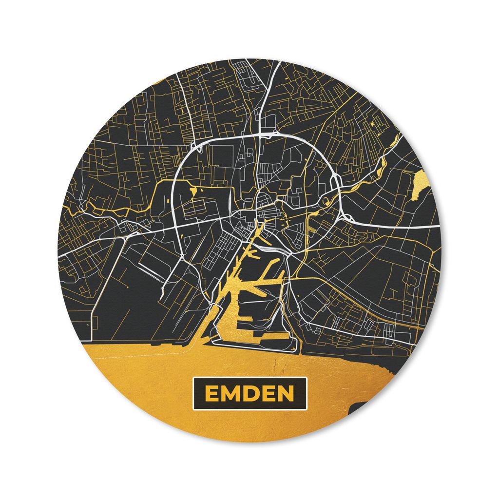 MuchoWow Mauspad Mousepad Schwarz und Gold - Stadtplan - Emden - Deutschland - Karte 30x30 cm - Mousepads - Maus Mat - Pad - Mausunterlage - Tisc...