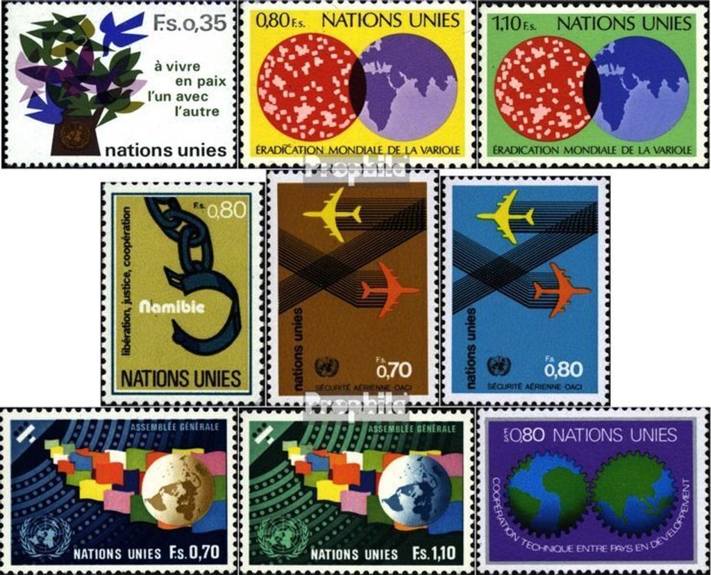 Briefmarken UNO - Genf 1978 Mi 72-80 (kompl.Ausg.) Jahrgang 1978 komplett postfrisch Für Frieden
