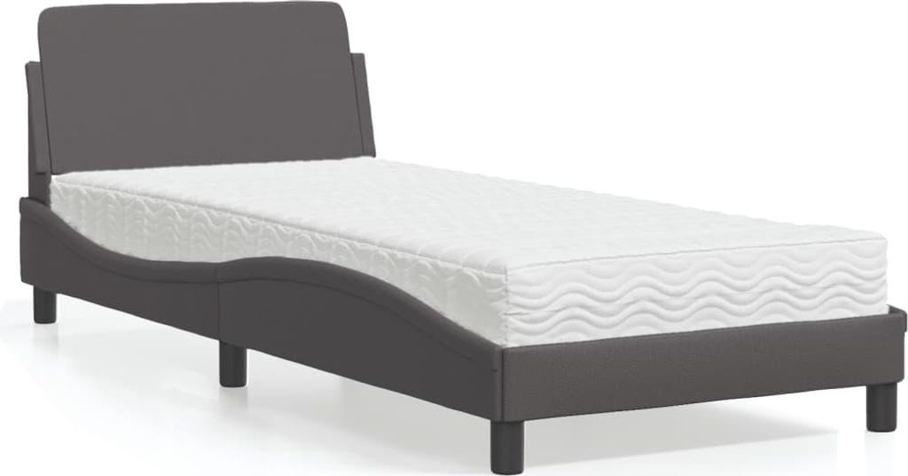 vidaXL Bett mit Matratze "Dover" Grau 90x200 cm Kunstleder