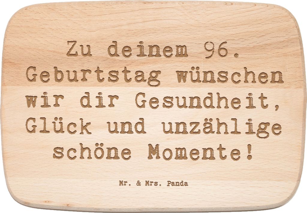 Mr. & Mrs. Panda Schneidebrett Holz Spruch 96. Geburtstag - Transparent - Geschenk, Frühstücksbrett, Zuneigung, Lebensreise, besondere Anlässe, ...