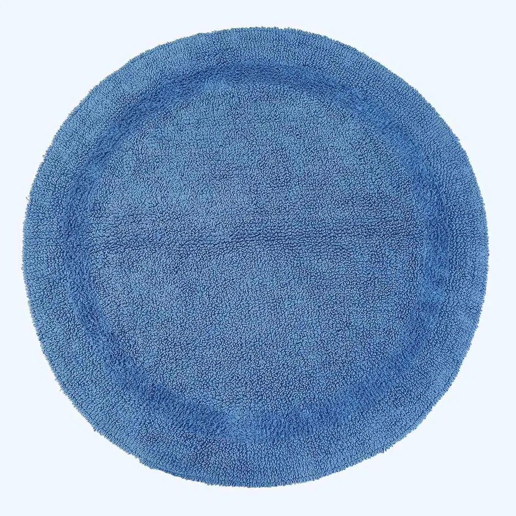 Tapis de bain rond bleu 80 cm idéal pour sortie de douche et spa