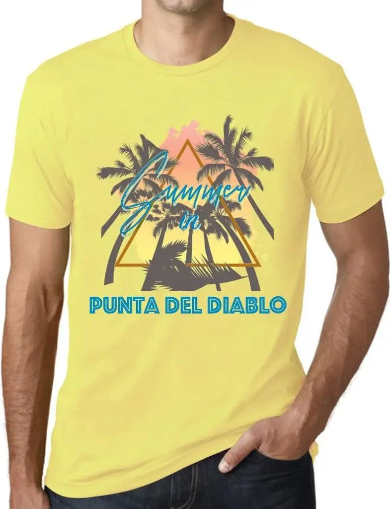 Herren Grafik T-Shirt Palmen Sonnenschein Sommer in Punta del Diablo – Palm, Sunshine, Summer In Punta del Diablo – Öko-Verantwortlich Vintage