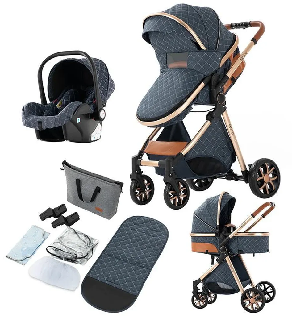 Poussette design léger XV9-BLEU avec assise modulable et réversible