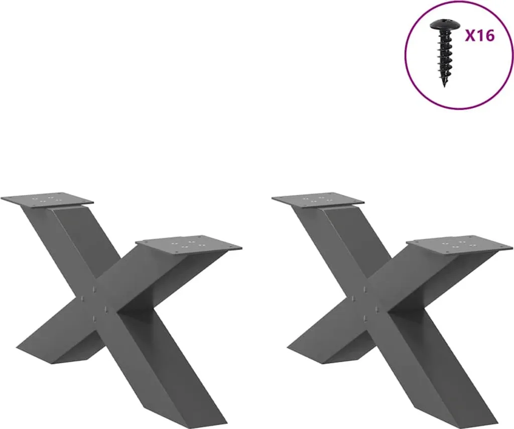 Gambe Design a X per Coffee Table Antracite 70x30 cm Acciaio