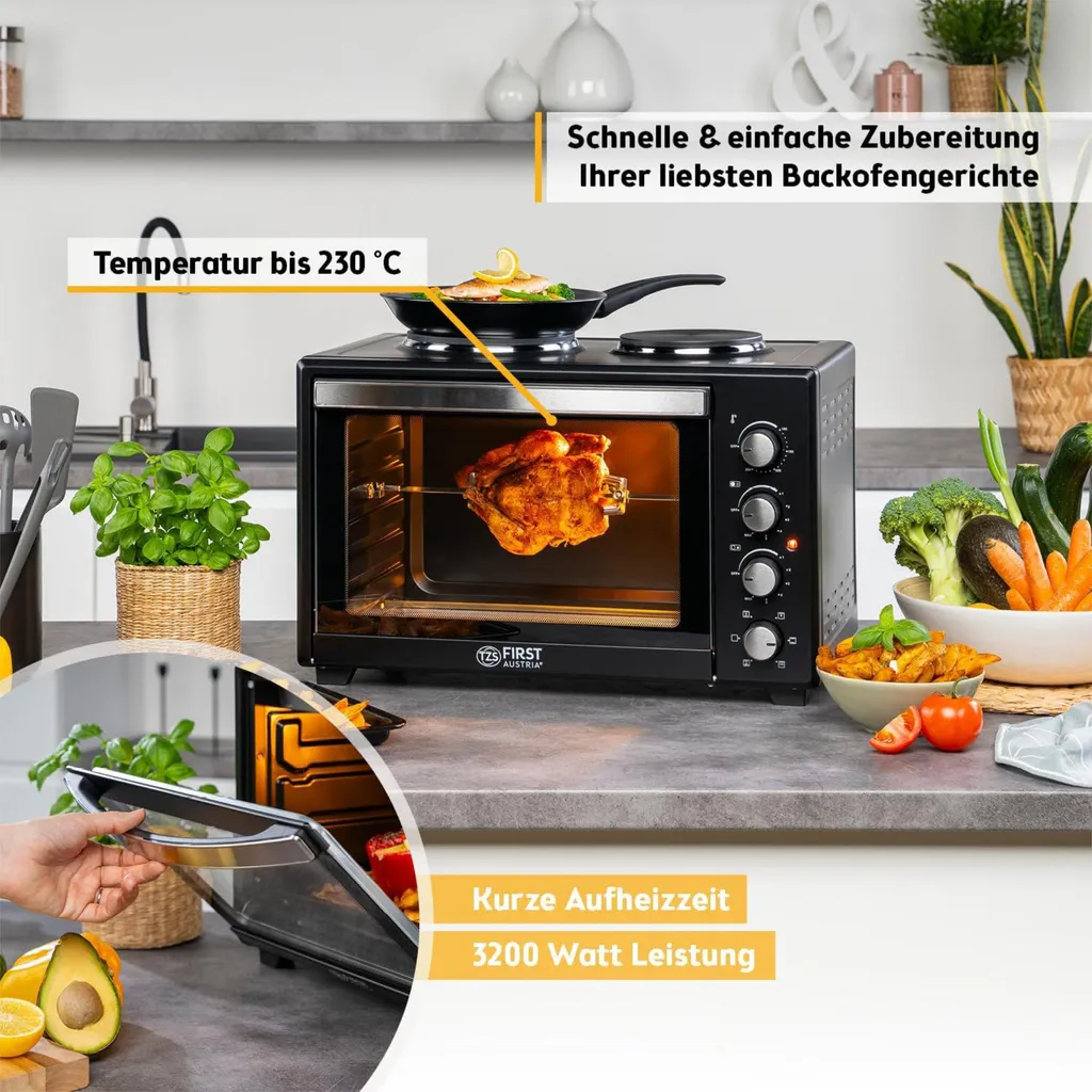 Mini-four avec plaques de cuisson pour rôtir et mijoter en simultané - 18