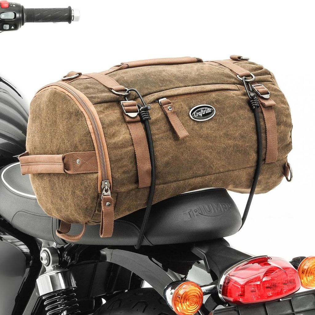 Motorrad Hecktasche für Vintage 25L Canvas Rucksack Gepäckrolle braun