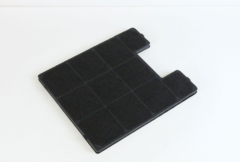 A black carbon filter on a white background.