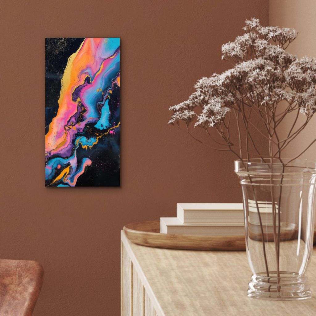 MuchoWow Wanddekoration Metall Metallbild Wandkunst 20x40 cm Modern - Marmor - Orange MuchoWow Aluminium Gemälde - Aluminium Gemäldes