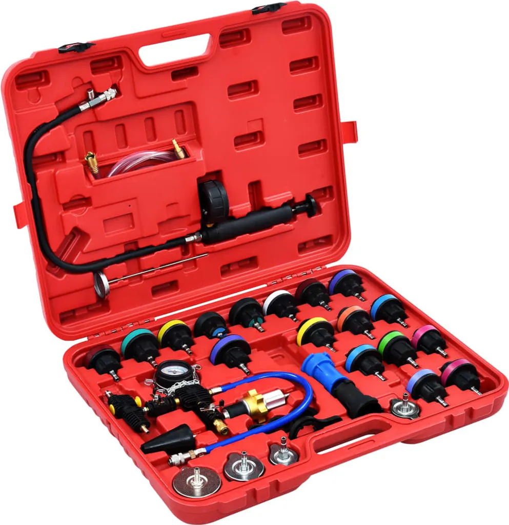 Testeur de fuite circuit de refroidissement 28 pièces pour atelier auto