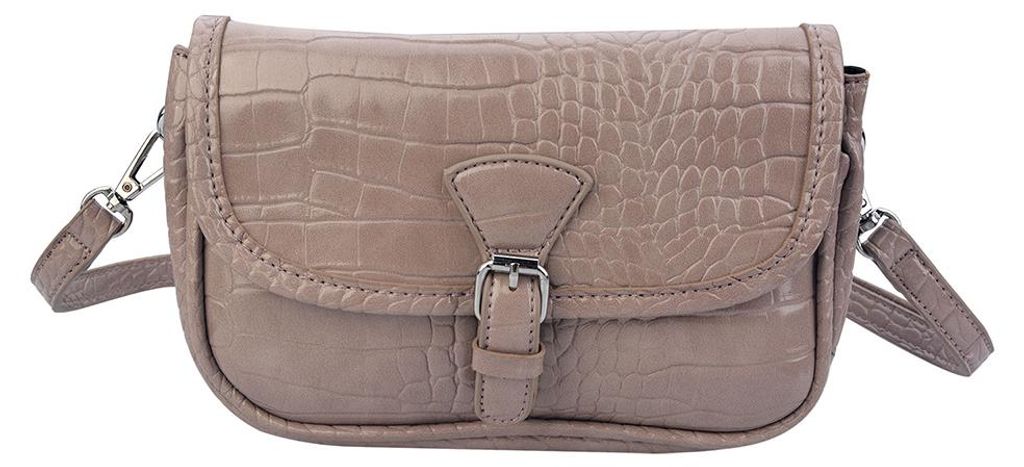 Clayre & Eef Damenhandtasche 14x21 cm Beige Kunststoff Schlangenleder