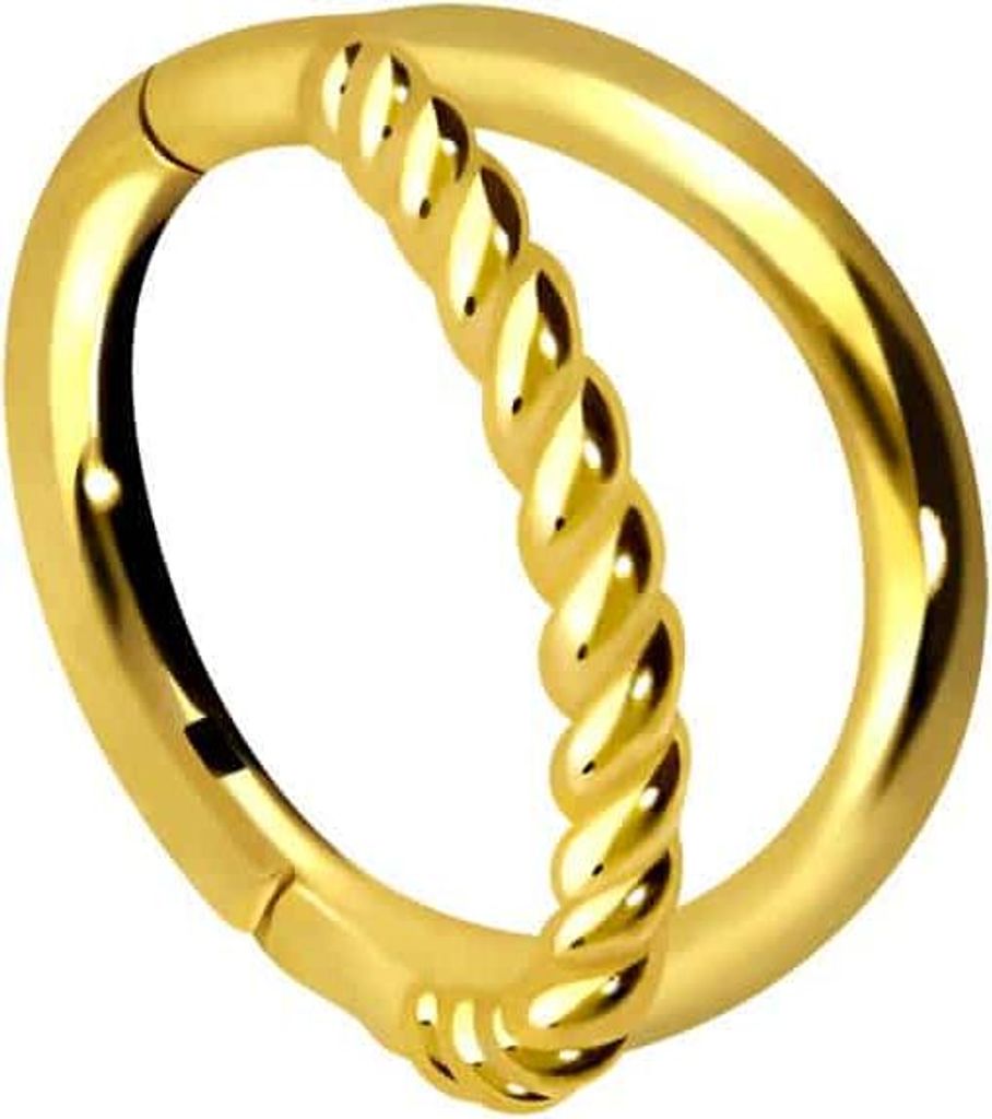 Ohrpiercing, Nasenpiercing, Septum Piercing Chirurgenstahl Segmentring Clicker 2 RINGE + GEDREHT Gold Innendurchmesser: 12 mm