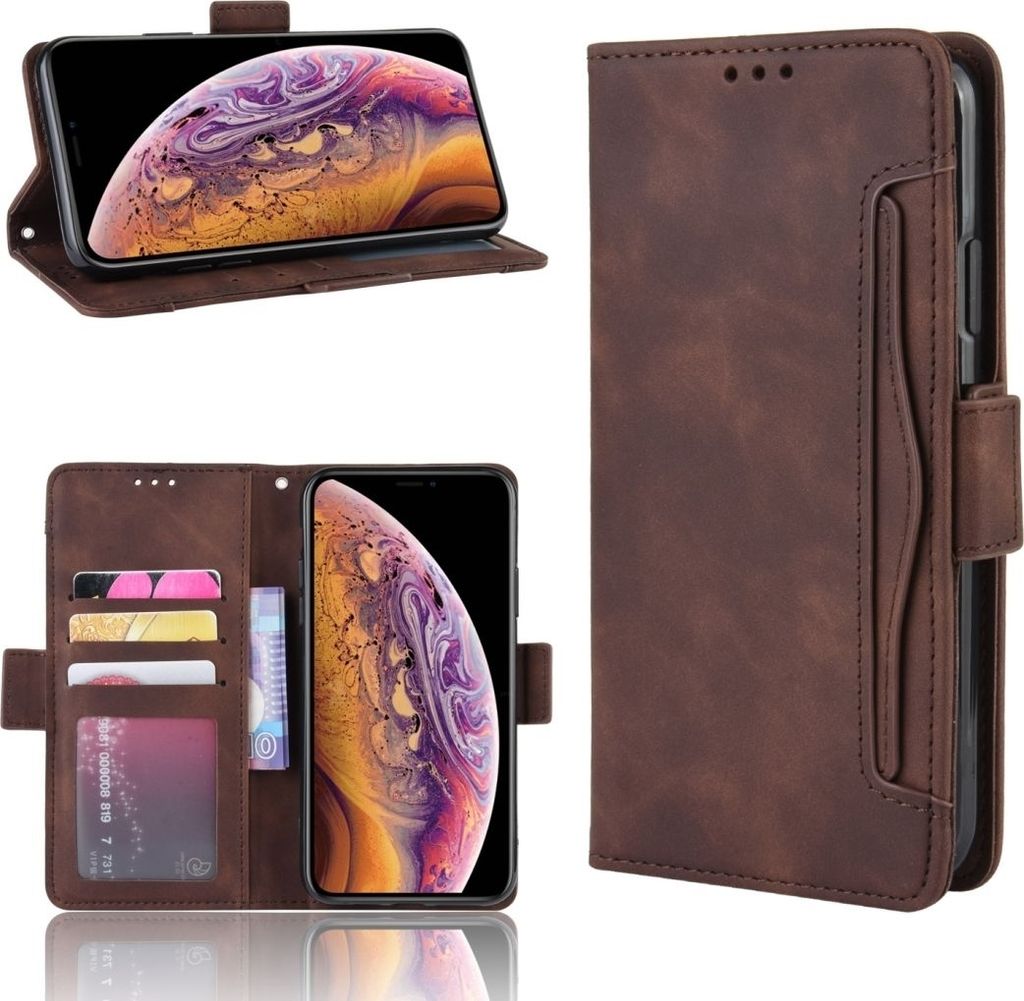 Mobigear Slide Wallet iPhone 11 Hülle Klapphülle Geldbörse - Braun