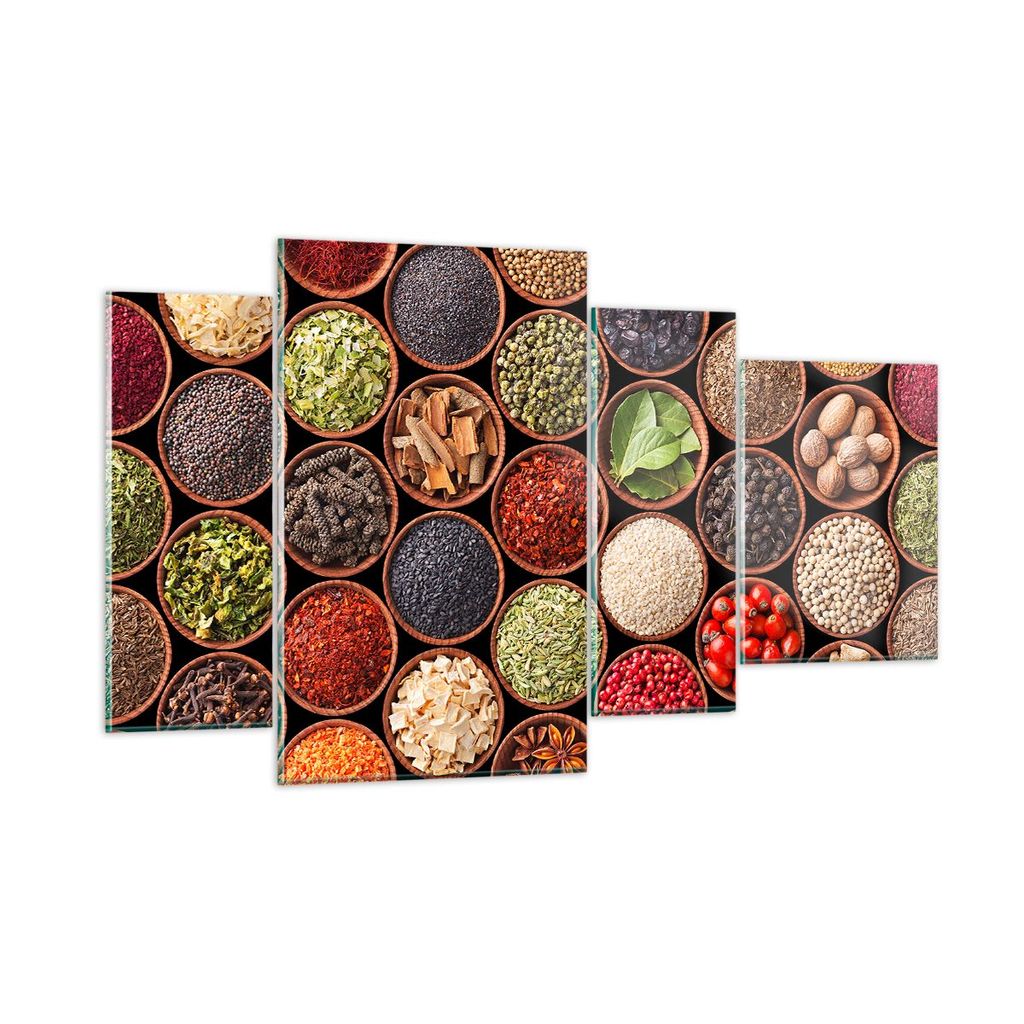 Bilder auf glas - Gewürz Küche - 120x70cm - Glasbilder - Wandbilder - Bilder - Kunstdruck - zum Aufhängen bereit - Wanddekoration aus Glas - Gla...