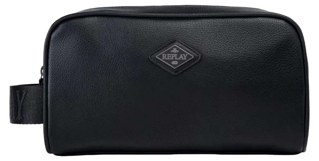 REPLAY Trousse de Toilette Washbag Black Noir pour Homme Élégante
